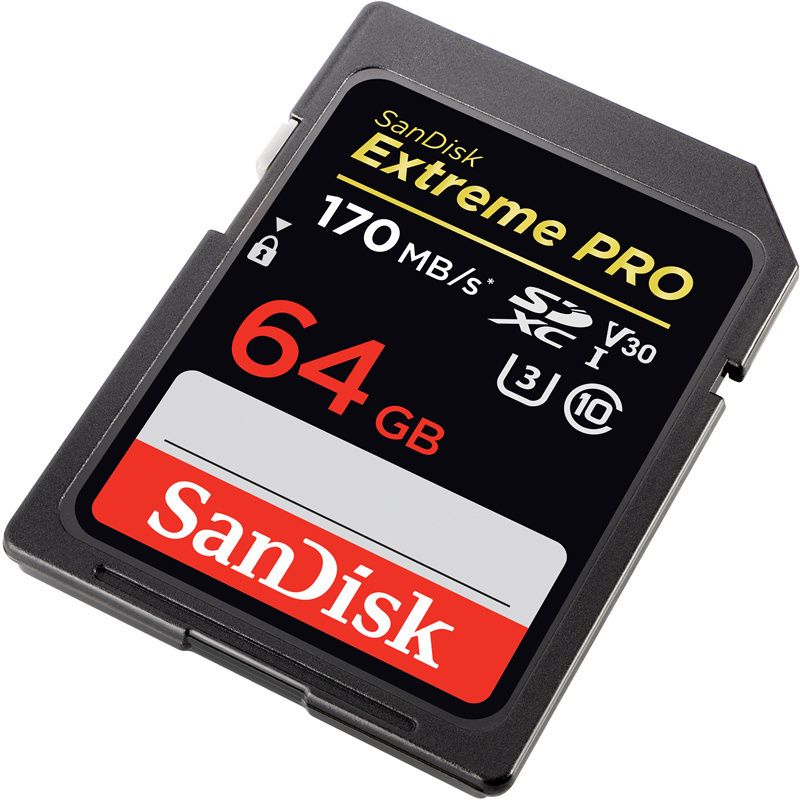 SanDisk（闪迪）Extreme Pro 64G 超极速版SDXC UHSI存储卡（读速170MB/s，写速90MB/s）捕捉4K超高清